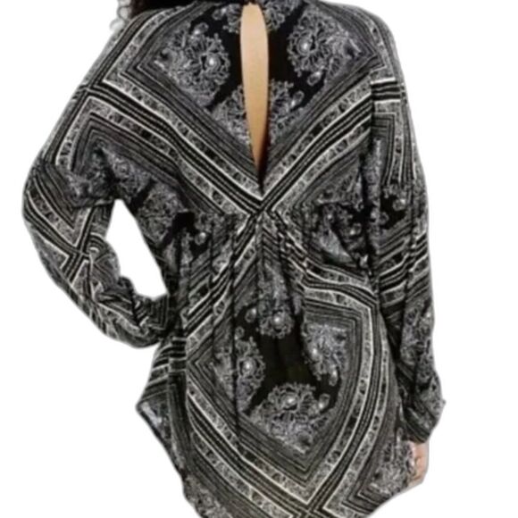 Free People Walking On A Dream Tunic Cutout Flowy Oversized Top Mini Dress XS - Picture 2 of 7
